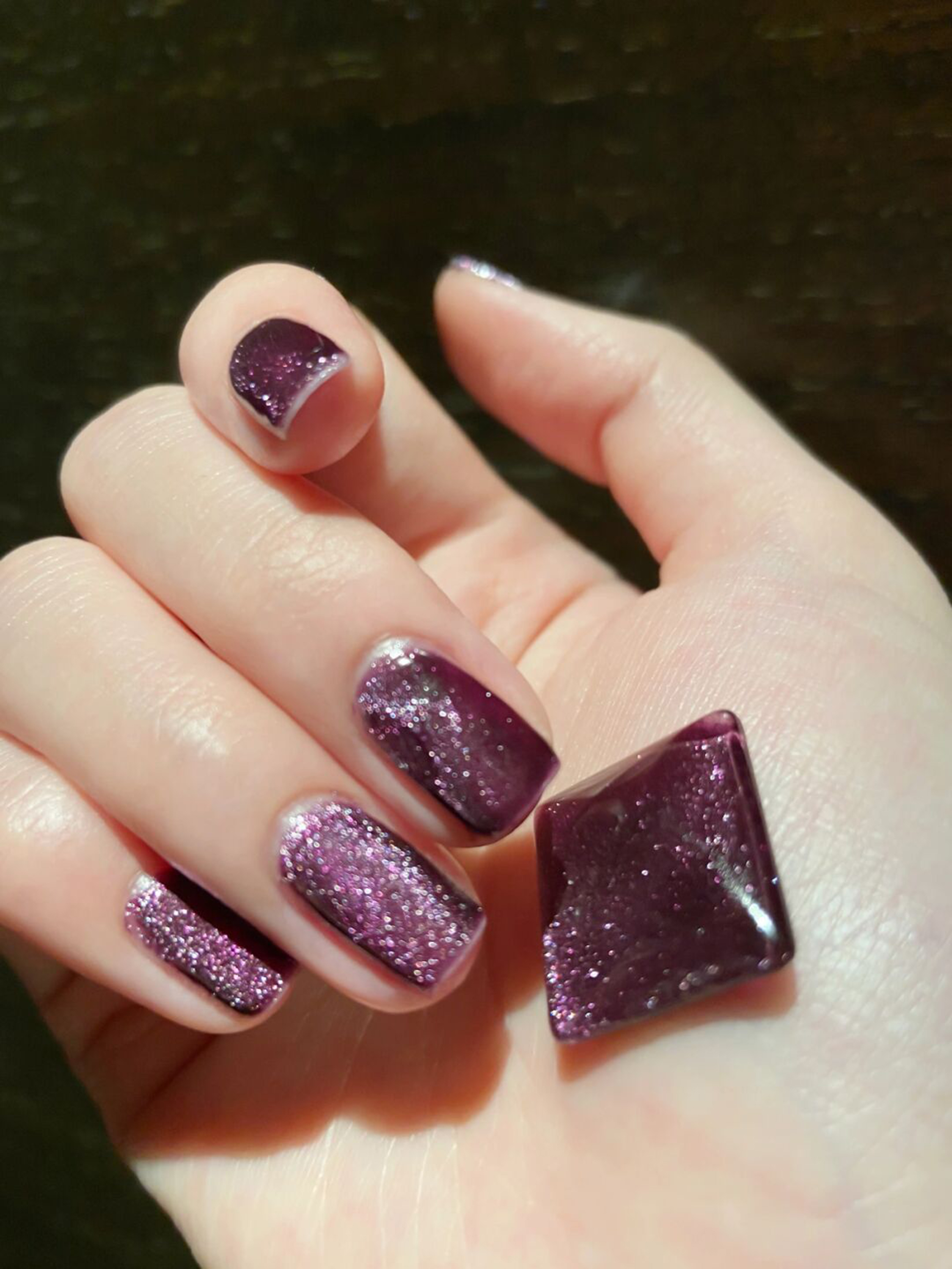 Burgundy Glitter Short Square Nails shown as a nail art design with burgundy, glitter, square and short details.