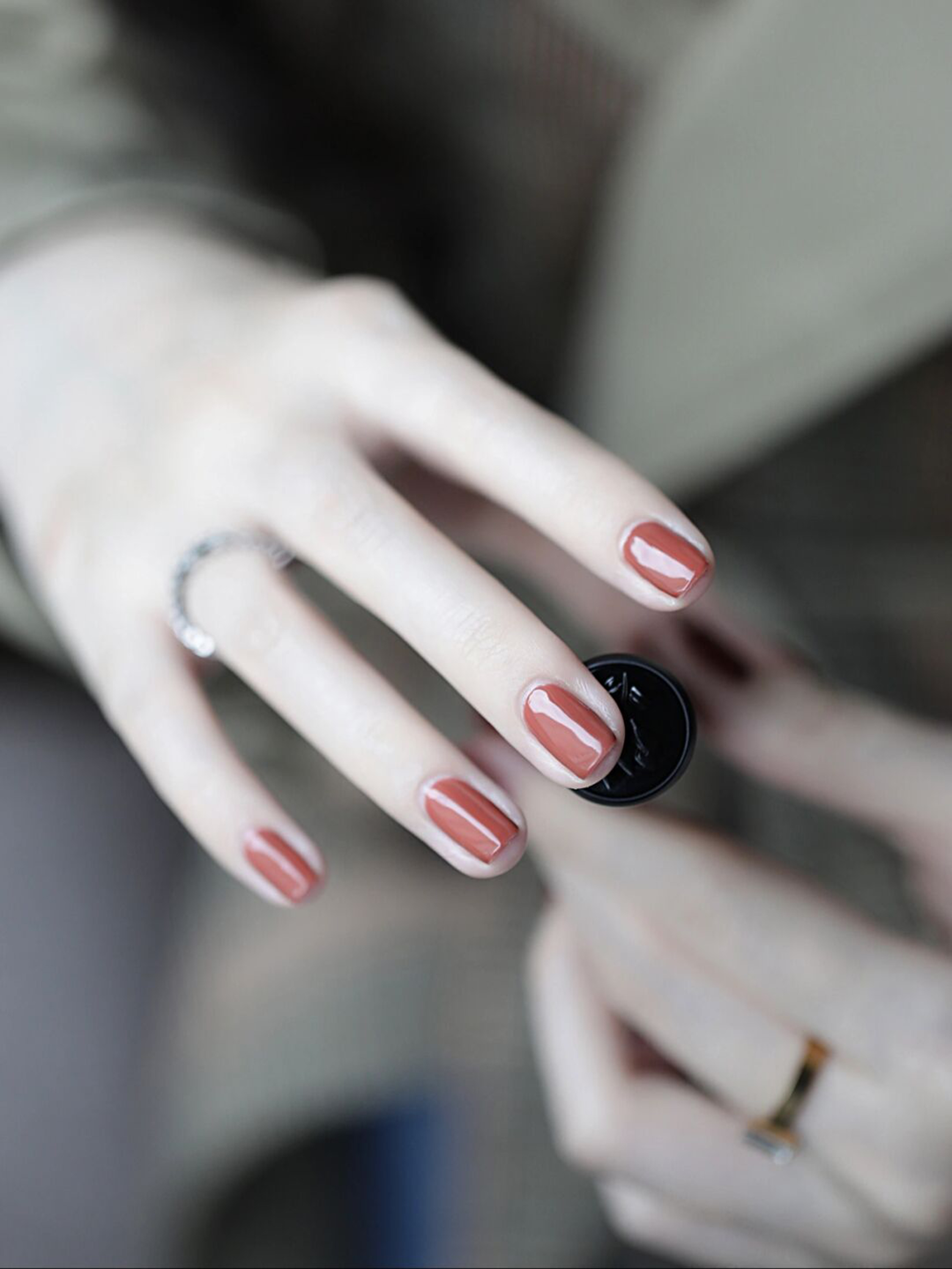 Brown Simple Short Nails shown as a nail art design with brown, simple and short details.
