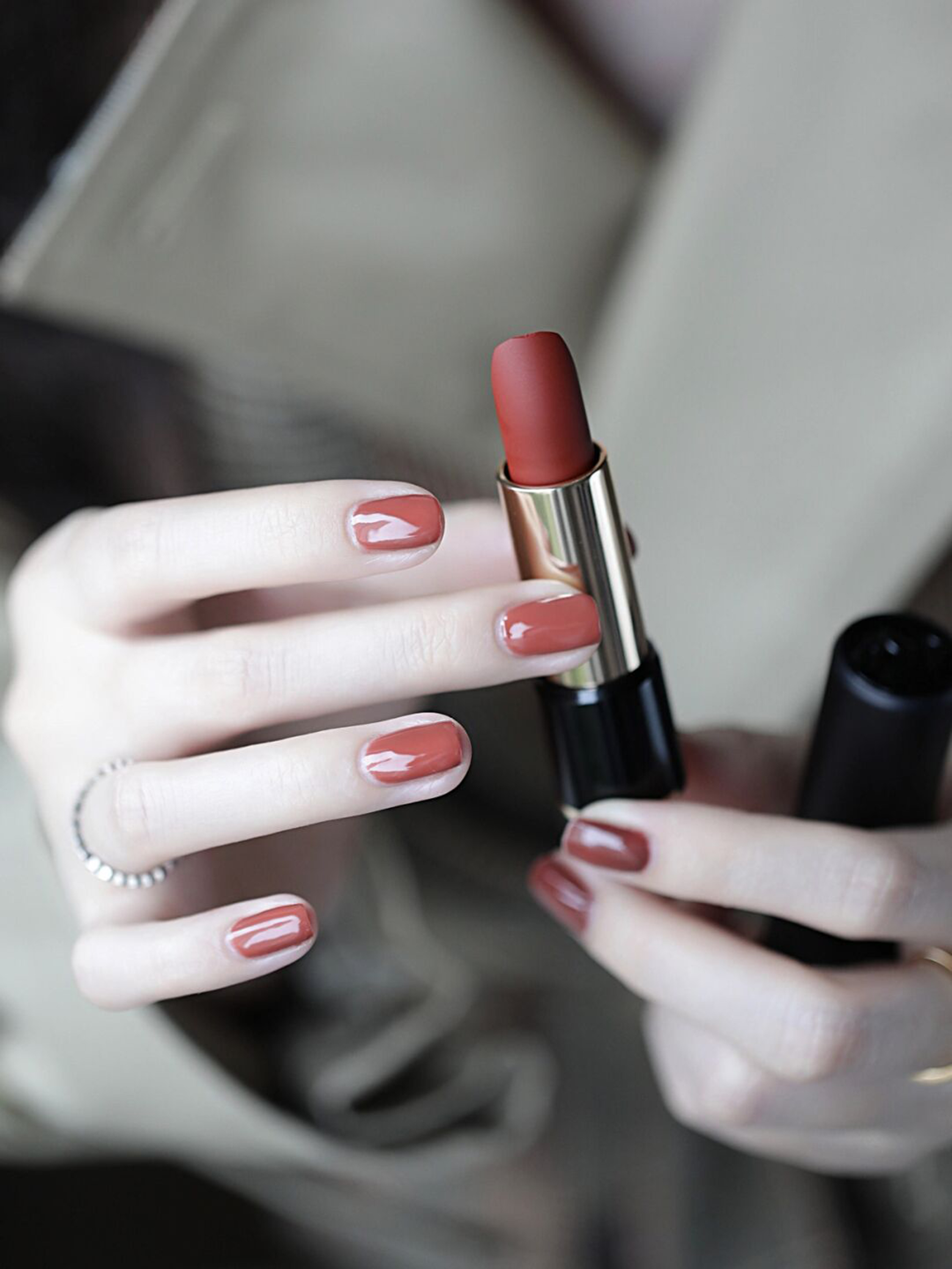 Red Simple Short Nails shown as a nail art design with red, simple, elegant and short details.