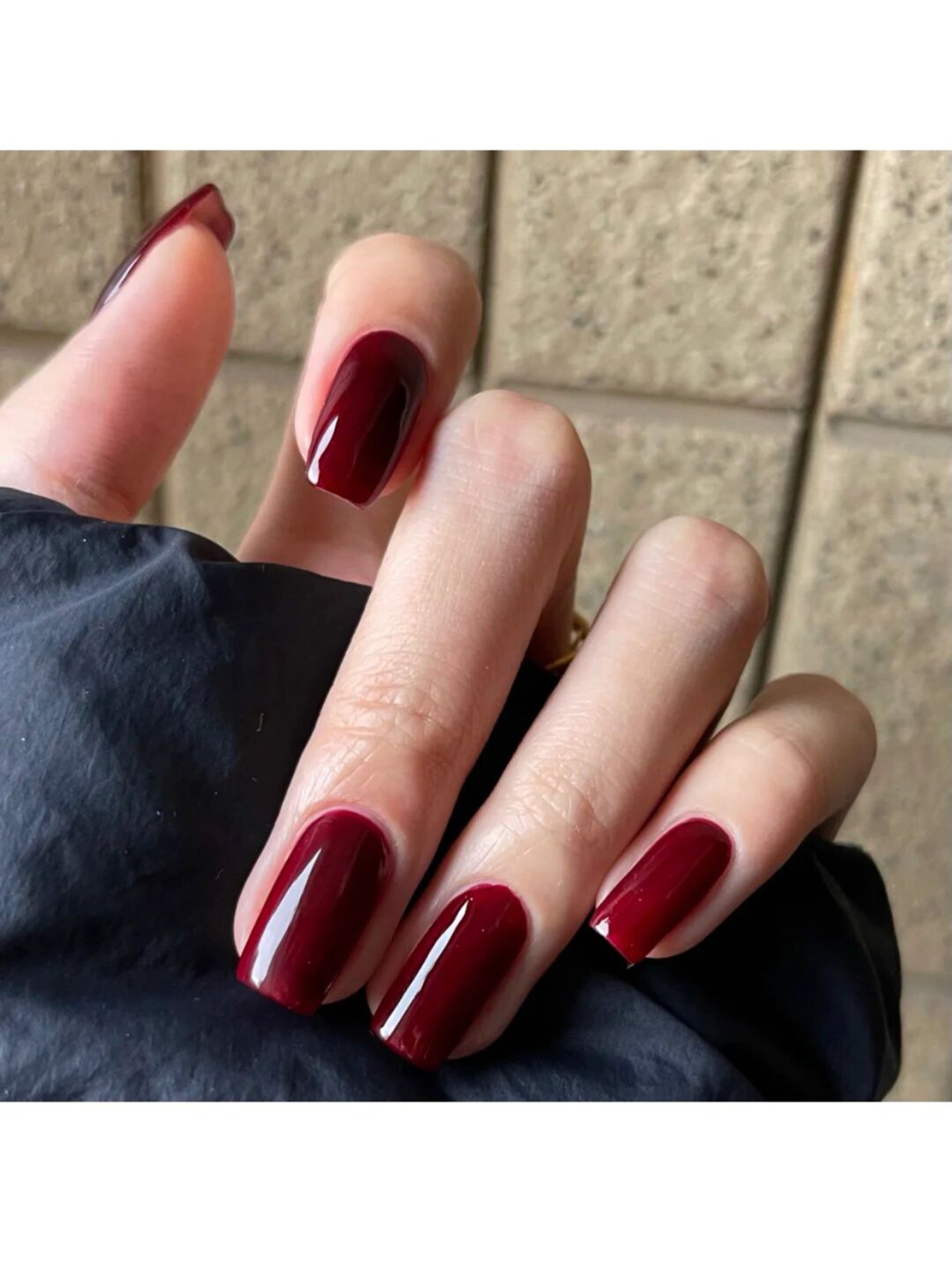 Dark Red Simple Medium Square Nails with dark red, burgundy, simple, elegant, square and medium details.