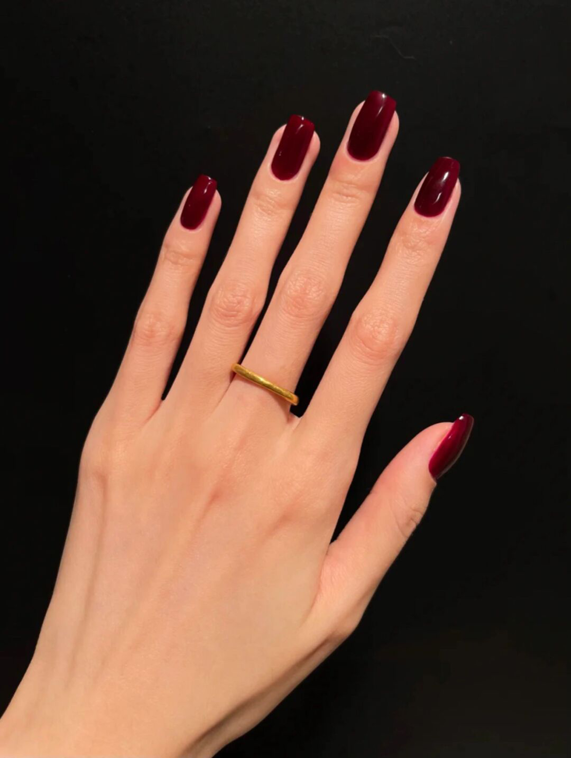 Burgundy Simple Long Almond Nails with burgundy, simple, elegant, almond and long details.