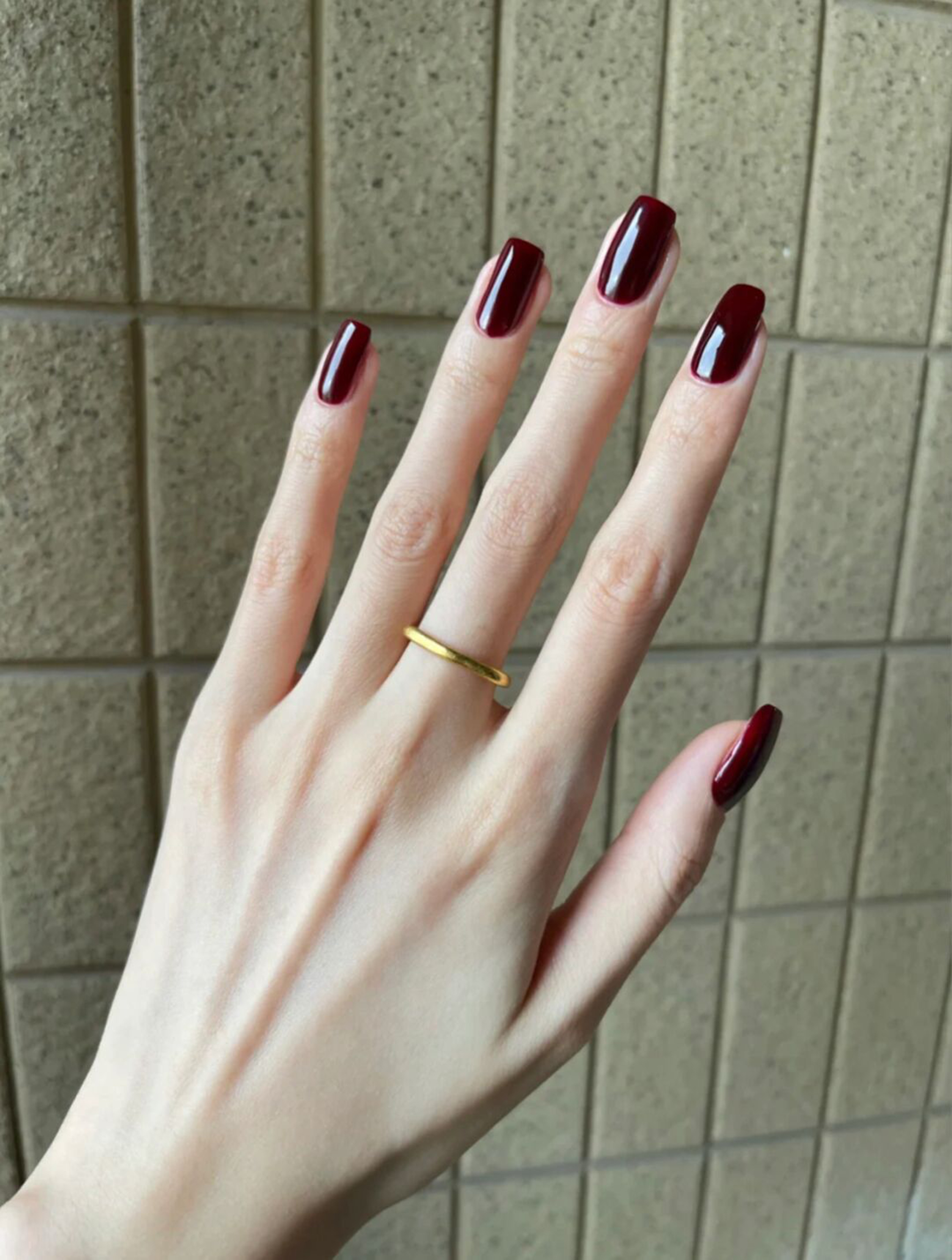 Burgundy Simple Long Almond Nails with burgundy, simple, elegant, almond and long details.