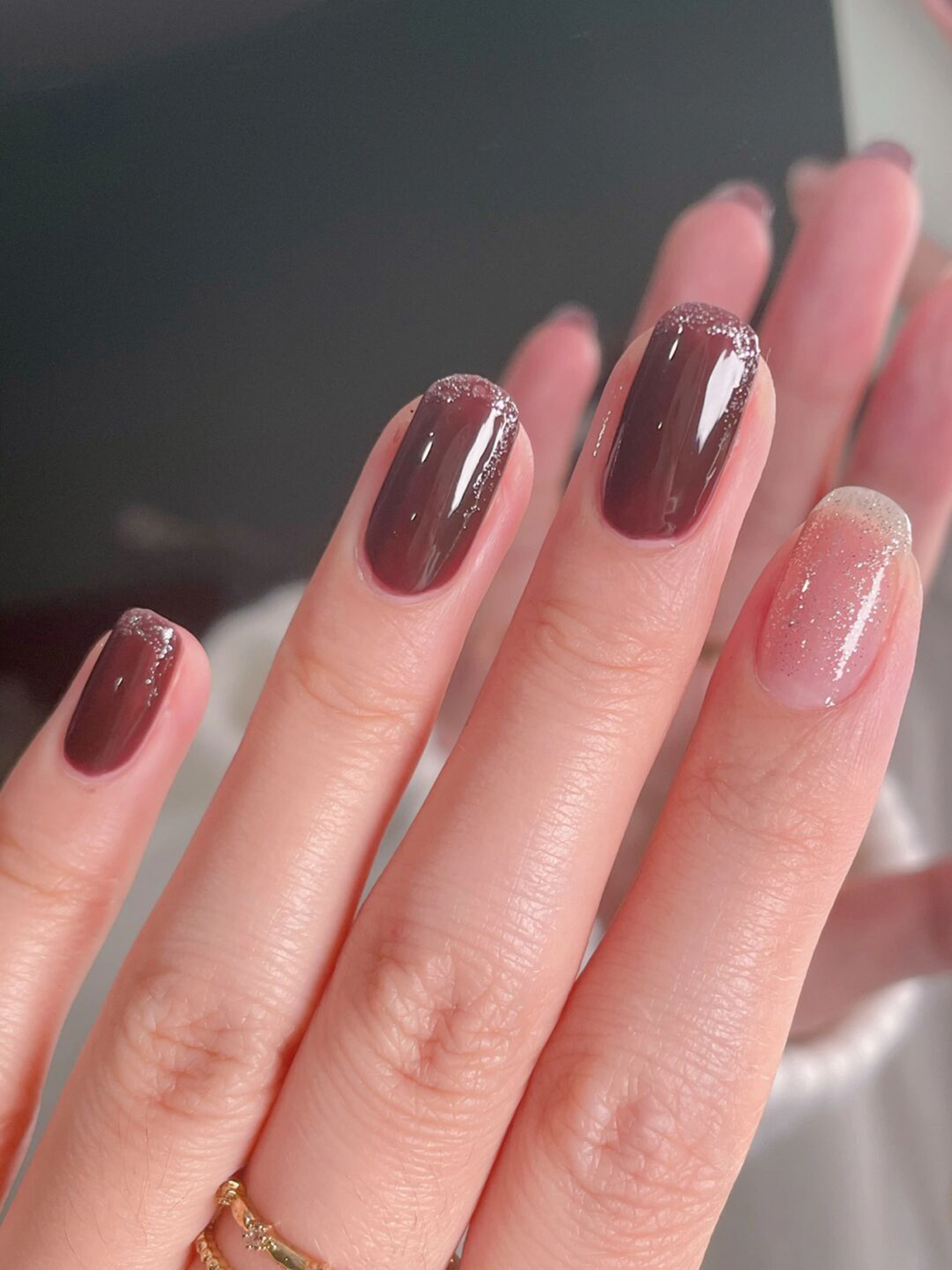 Black Simple Short Round Nails shown as a nail art design with black, simple, gel, round and short details.