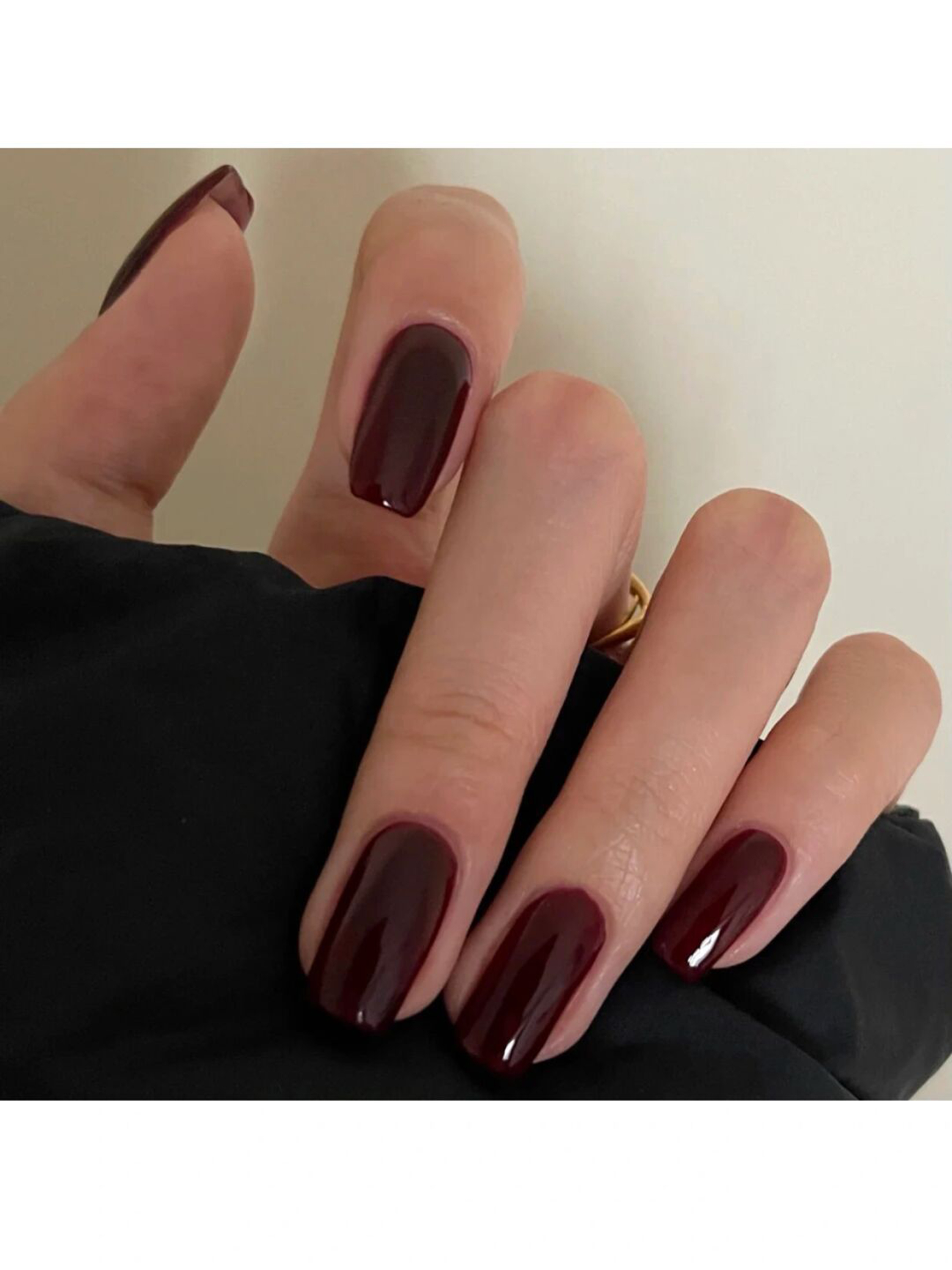 Burgundy Simple Short Round Nails shown as a nail art design with burgundy, simple, elegant, round and short details.
