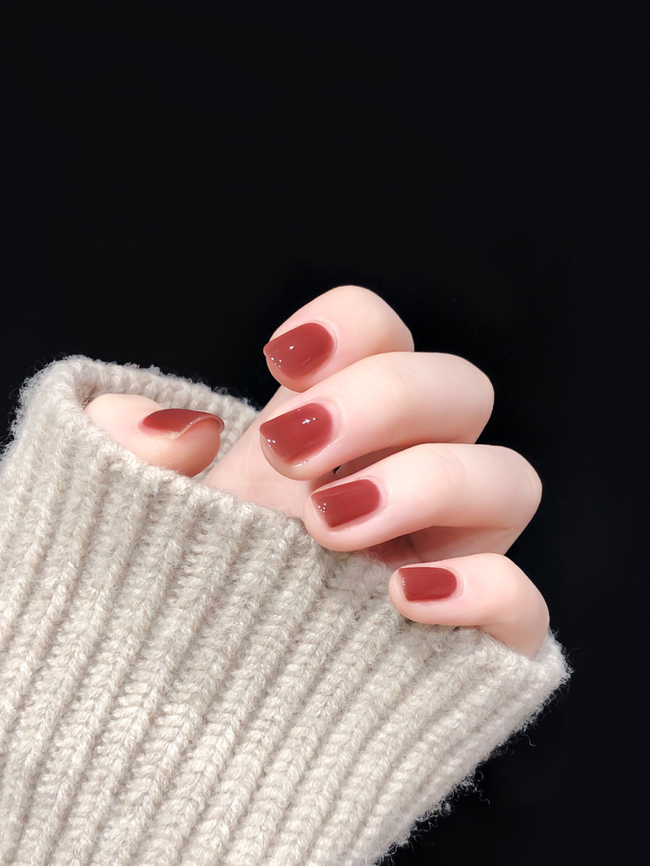 Burgundy Simple Short Square Nails shown as a nail art design with burgundy, simple, square and short details.