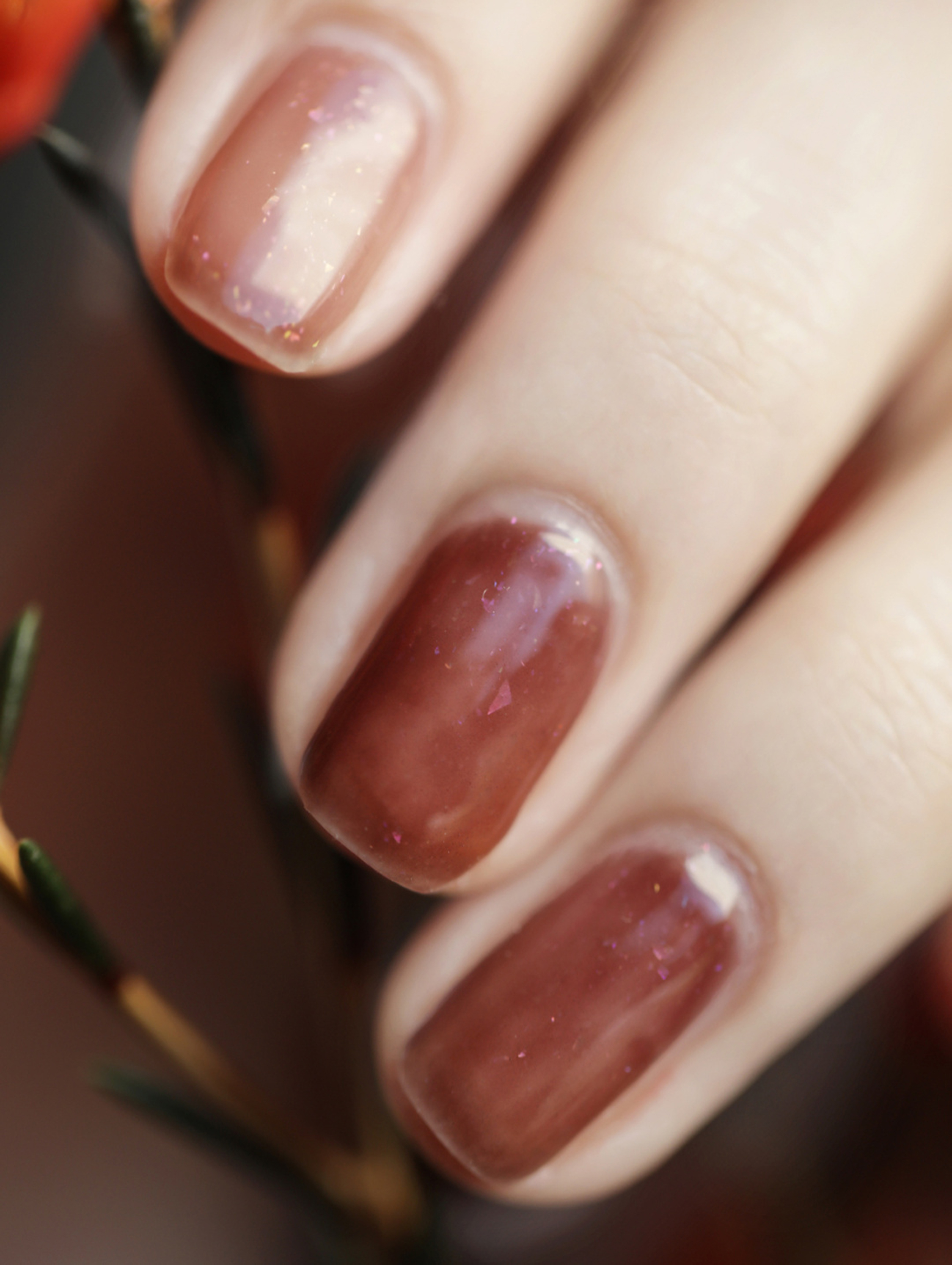 Brown Simple Short Squoval Nails shown as a nail art design with brown, simple, elegant, squoval and short details.
