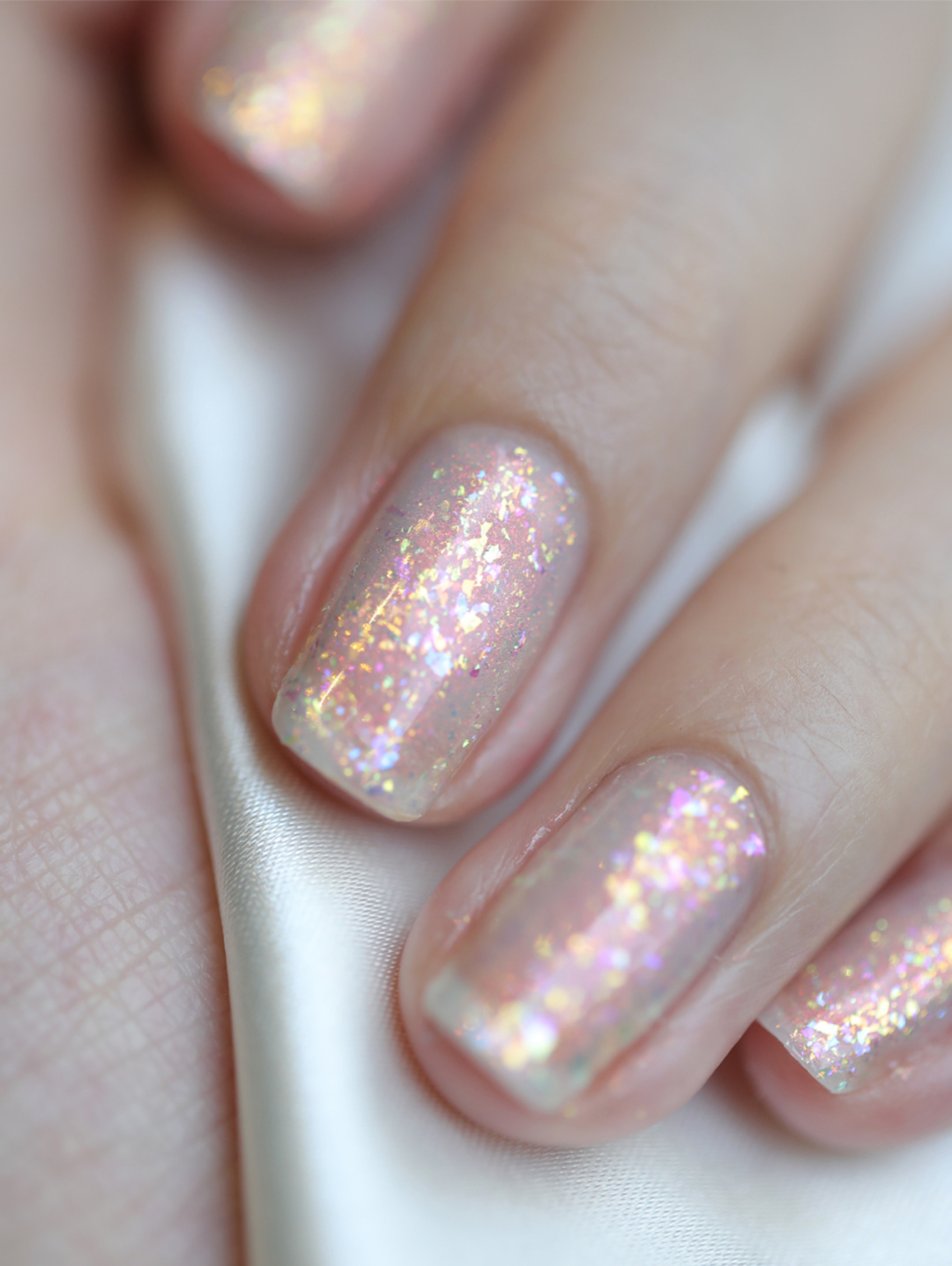 Pastel Glitter Square Nails shown as a nail art design with pastel, glitter, cute, square and medium details.
