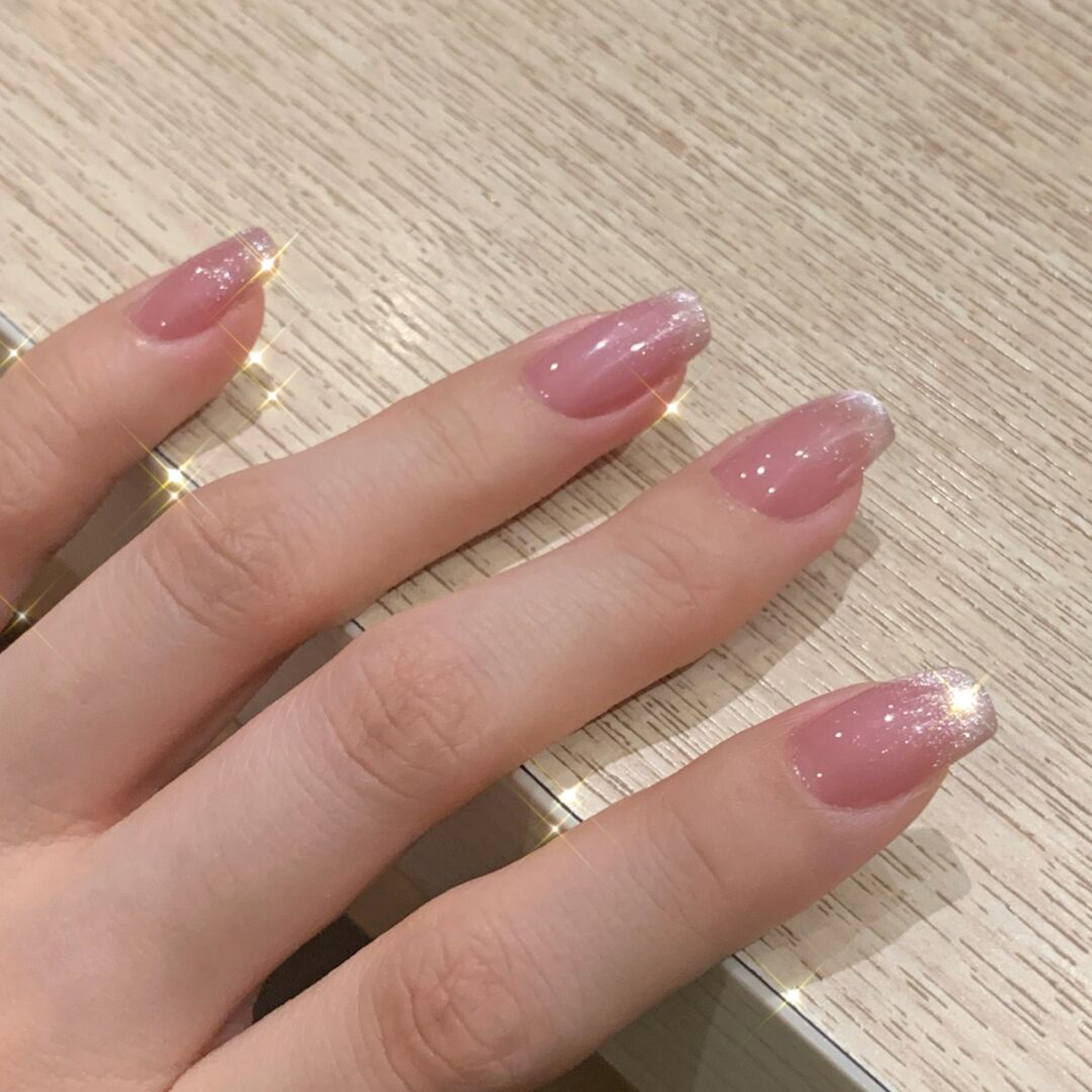 Pink Glitter Almond Nails shown as a nail art design with pink, glitter, elegant, almond and medium details.