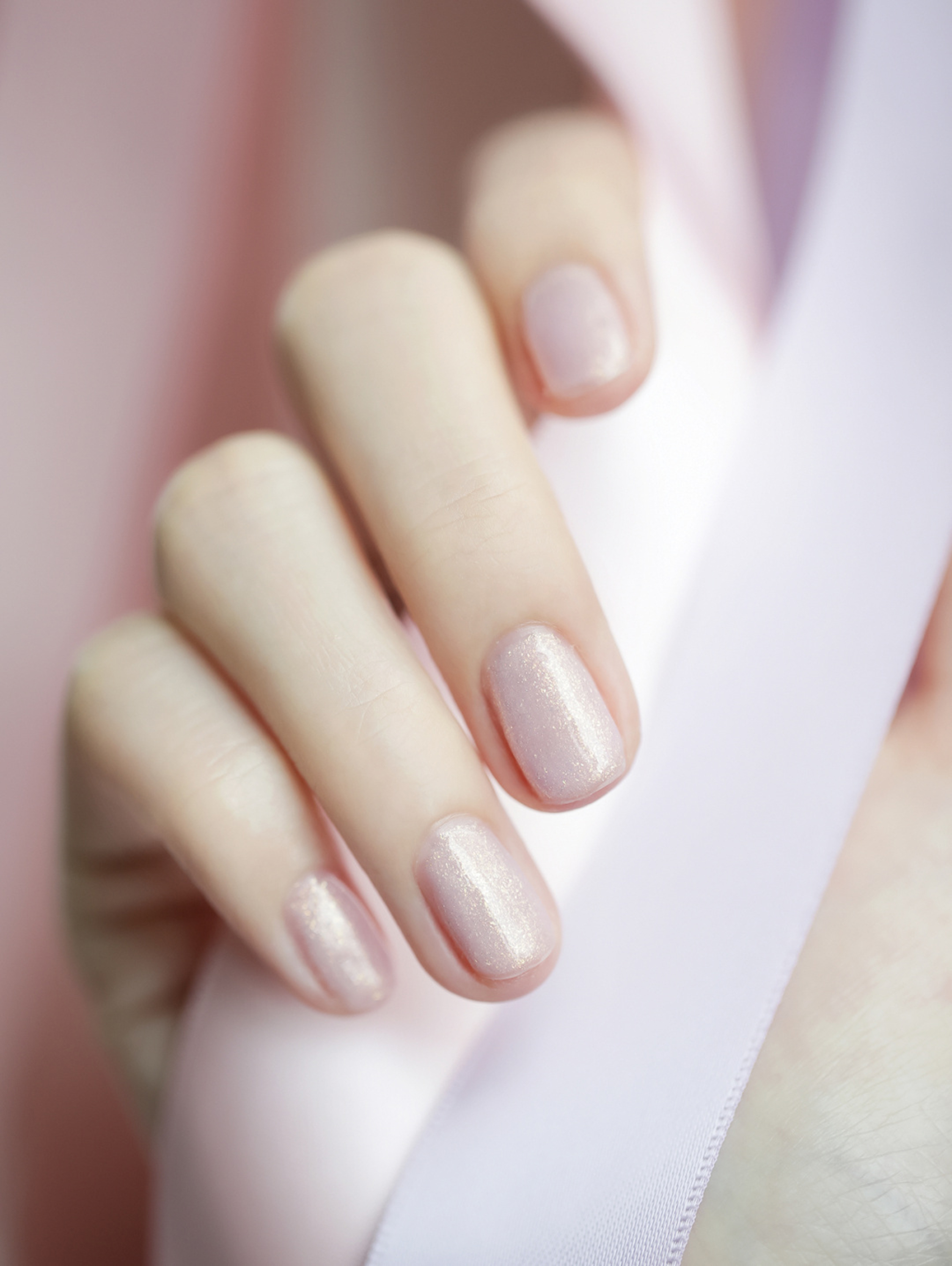 Pink Glitter Short Round Nails shown as a nail art design with pink, simple, glitter, elegant, round and short details.
