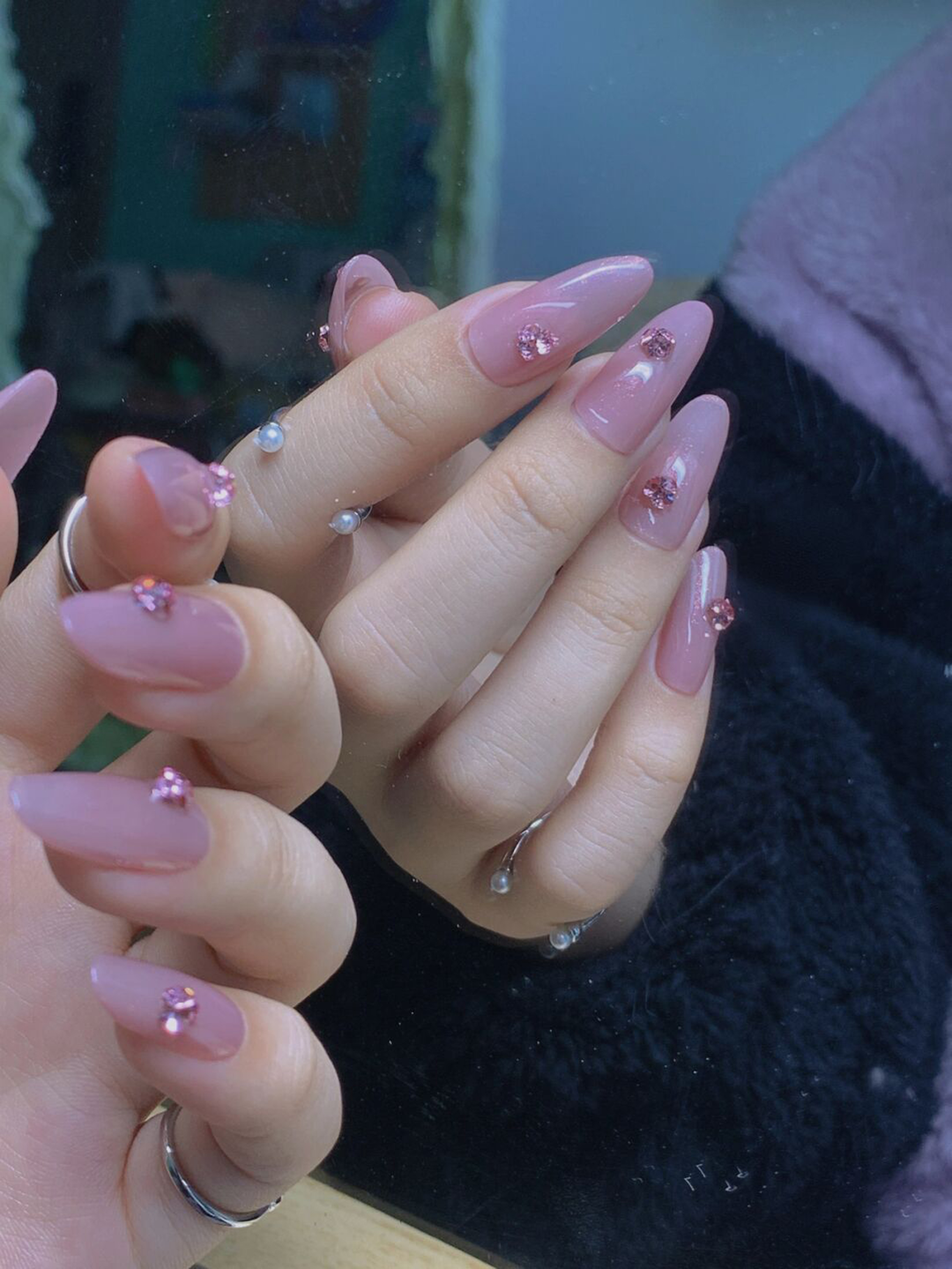 Pink Elegant Long Almond Nails shown as a nail art design with pink, elegant, almond and long details.