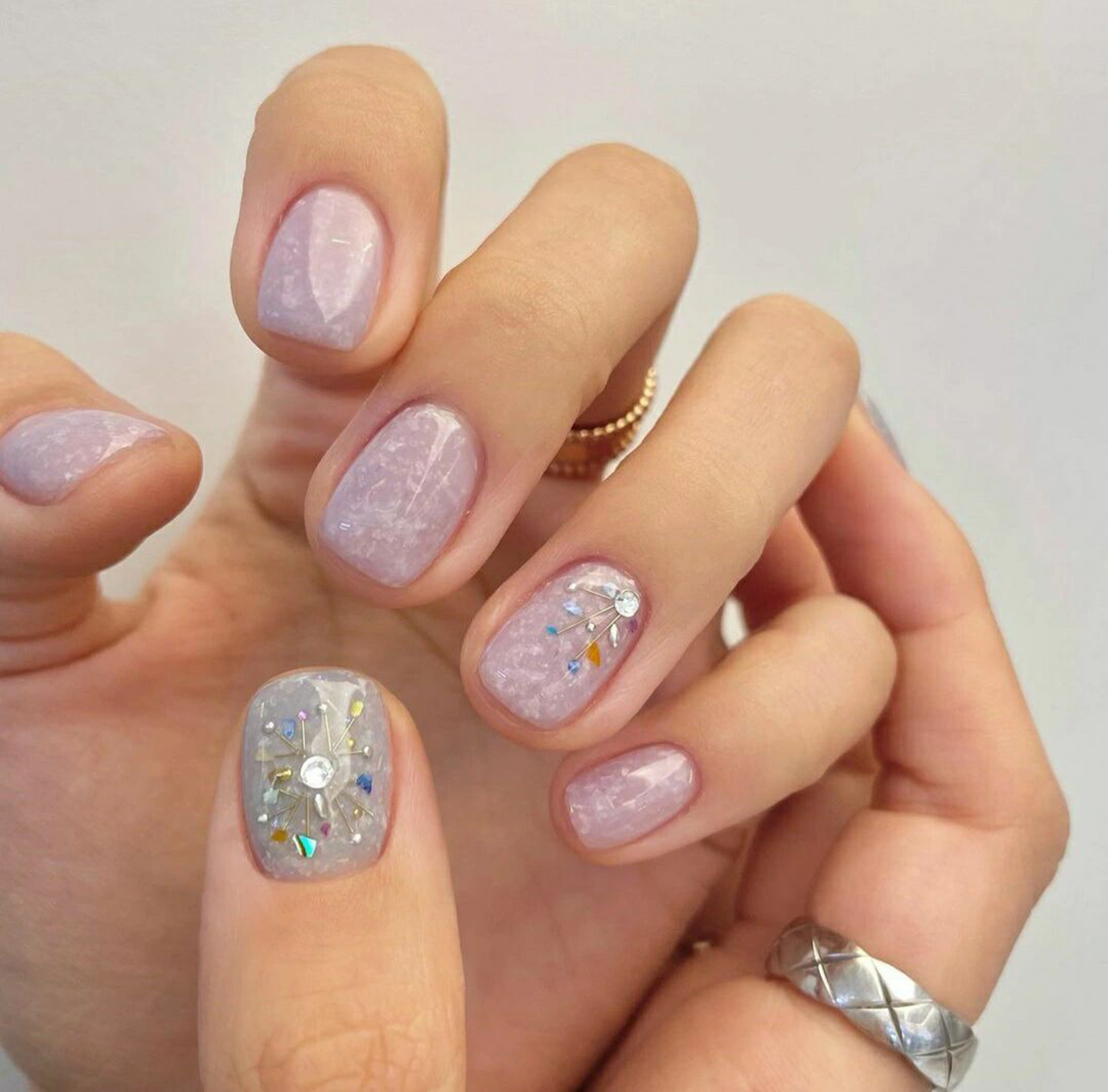 Pastel Marble Short Round Nails shown as a nail art design with pastel, marble, cute, round and short details.
